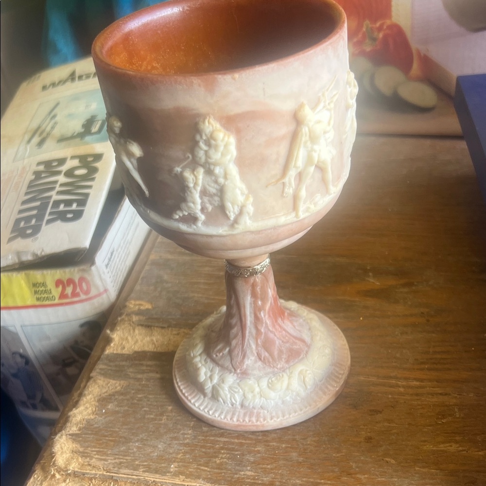 Vubtage Elegant Marble Chalice with Intricate Carvings